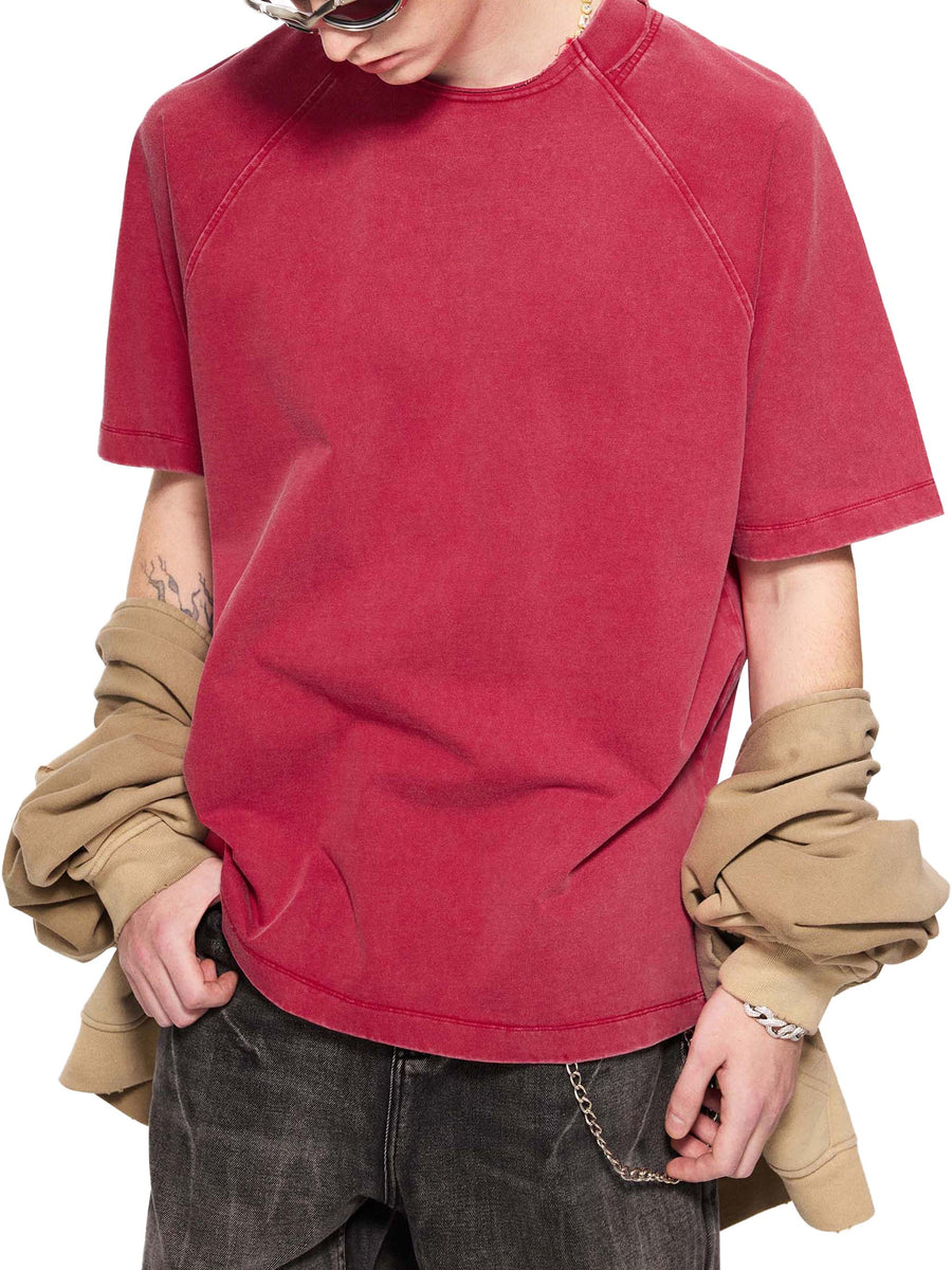 Model wearing a vintage wash boxy t-shirt – ZELX streetwear