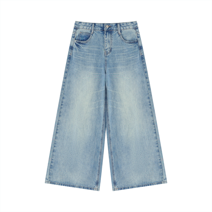 Heavyweight Vintage Wash Wide Leg Jeans