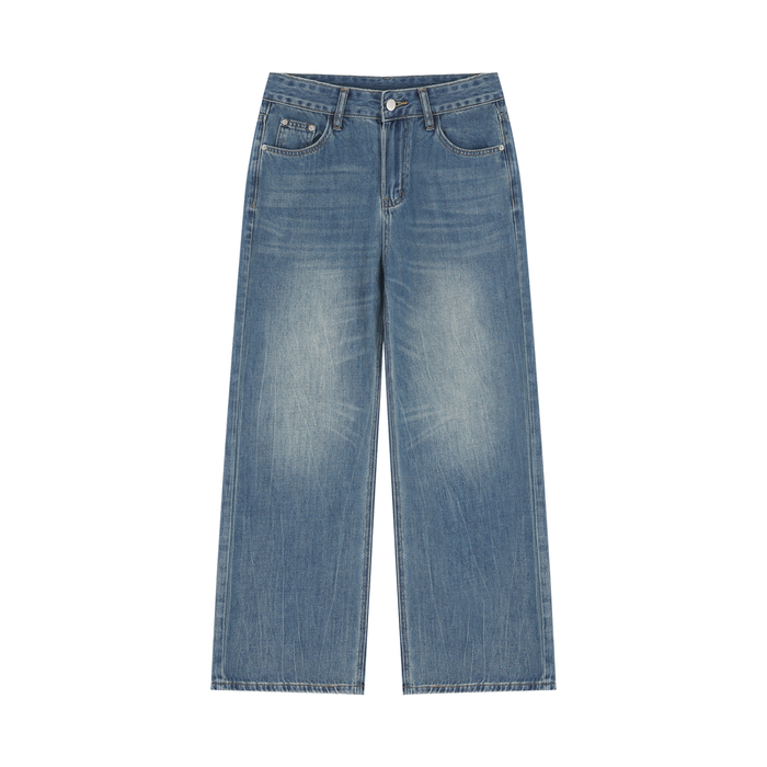 Lightweight Vintage Wash Wide Leg Jeans