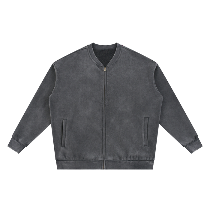 Washed Fleece Baseball Jacket