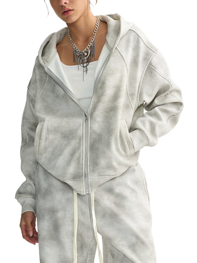 Dirty Washed Boxy Zip Hoodie