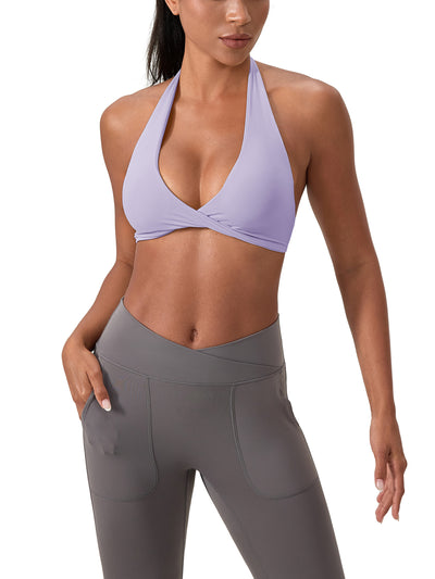 Pleated Halter Sports Bra