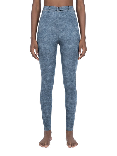 Faux Denim Zip-Fly Leggings