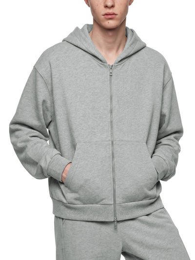 Drop Shoulder Cotton Zip Hoodie