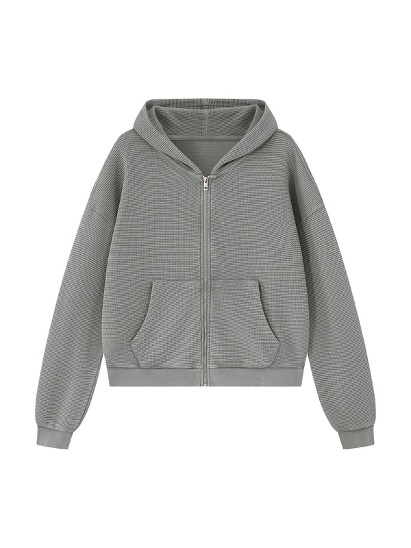 Mineral Wash Boxy Waffle Hoodie