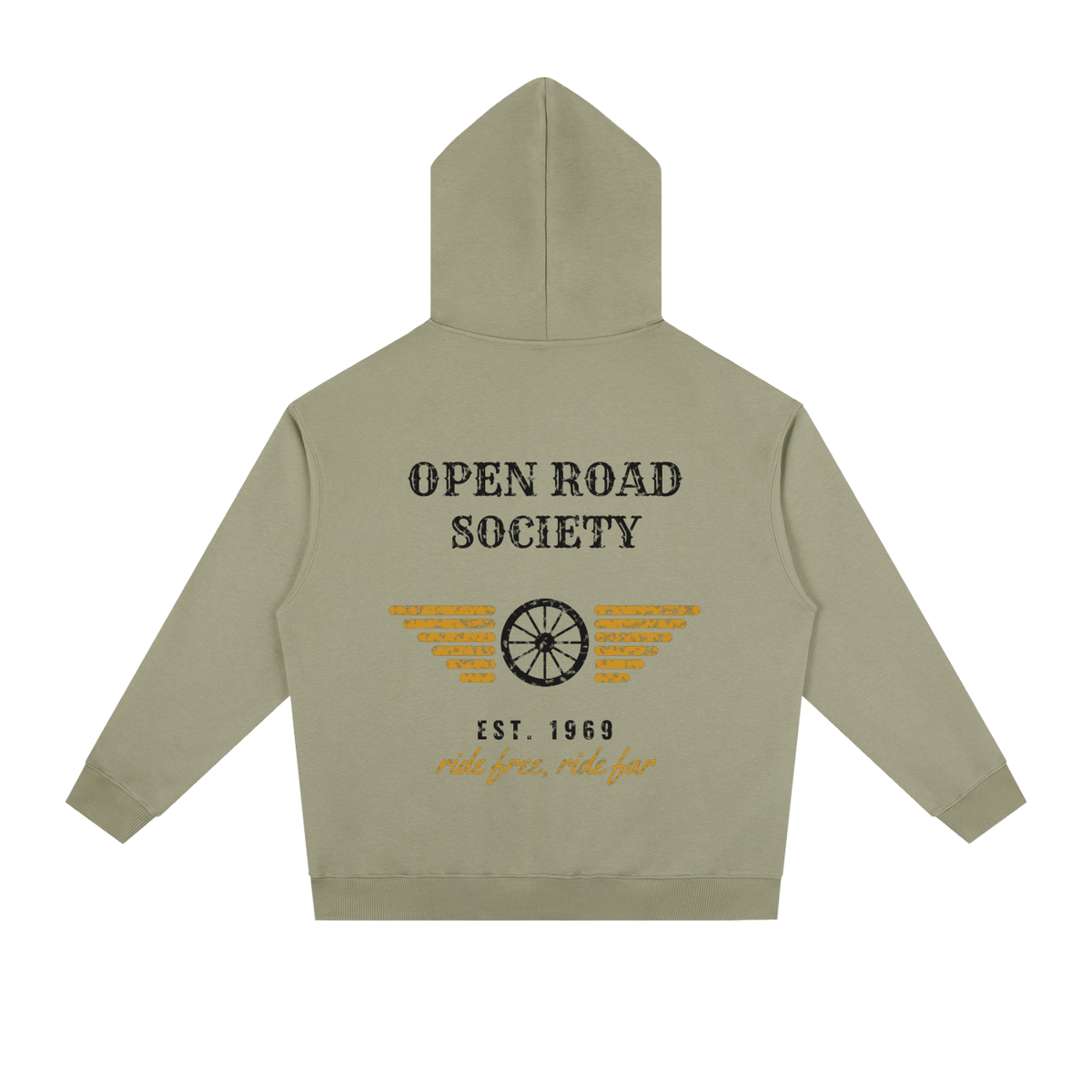 Open Road Heavyweight Hoodie – Gray Green – back