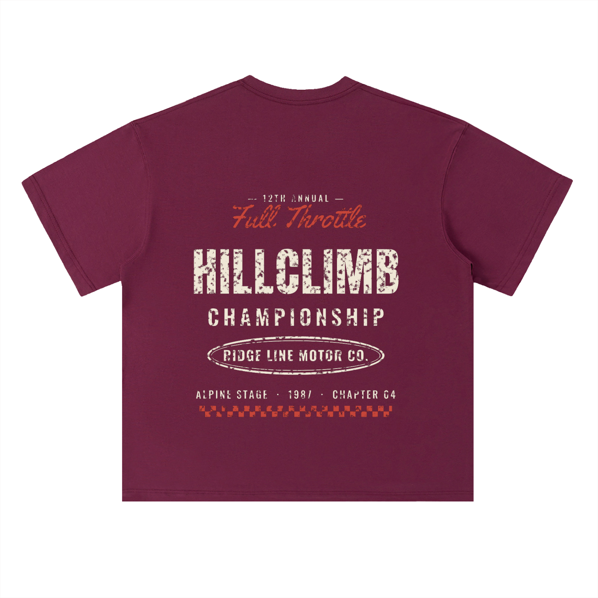 Hillclimb Heavyweight Tee – Wine Red – back