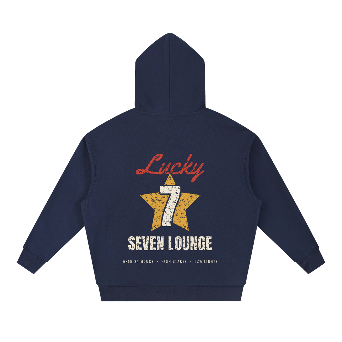 Lucky Seven Hoodie – Navy Blue – back