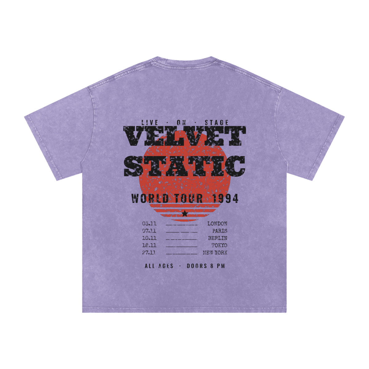 Velvet Static Snow Wash Tee – Light Purple – back