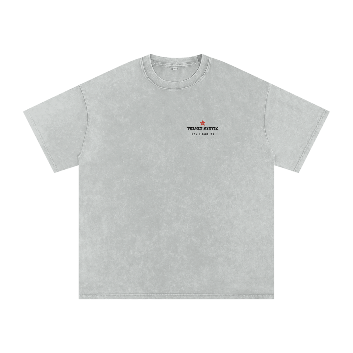 Velvet Static Snow Wash Tee – Light Gray – front