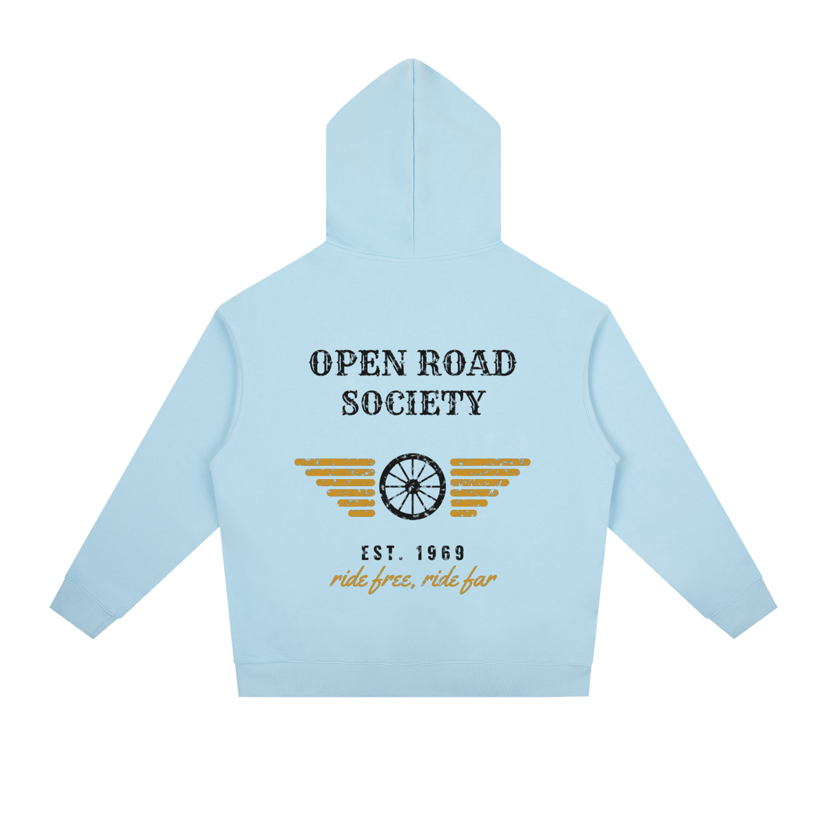 Open Road Heavyweight Hoodie – Sky Blue – back
