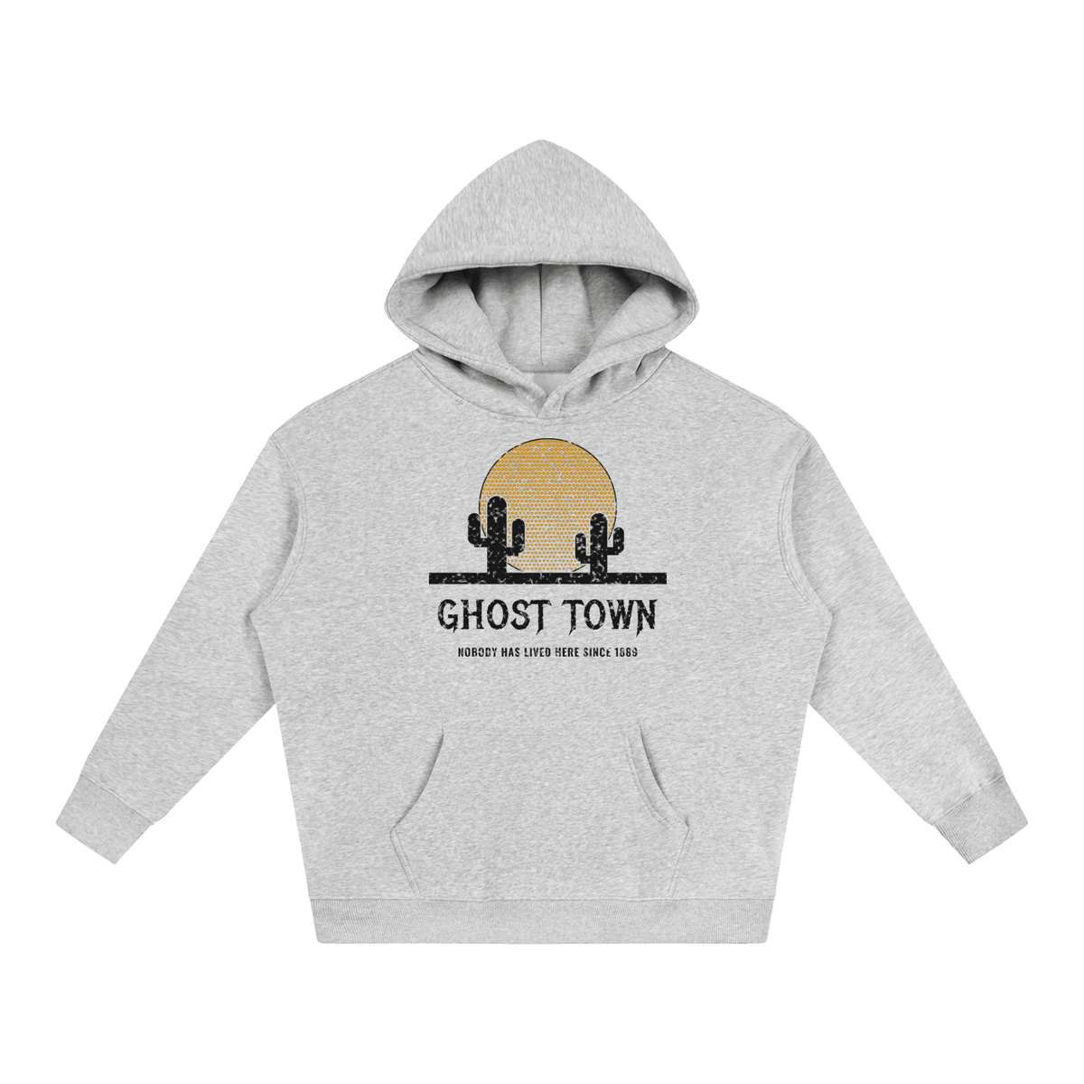 Ghost Town Fleeced Hoodie – Flower Gray – front