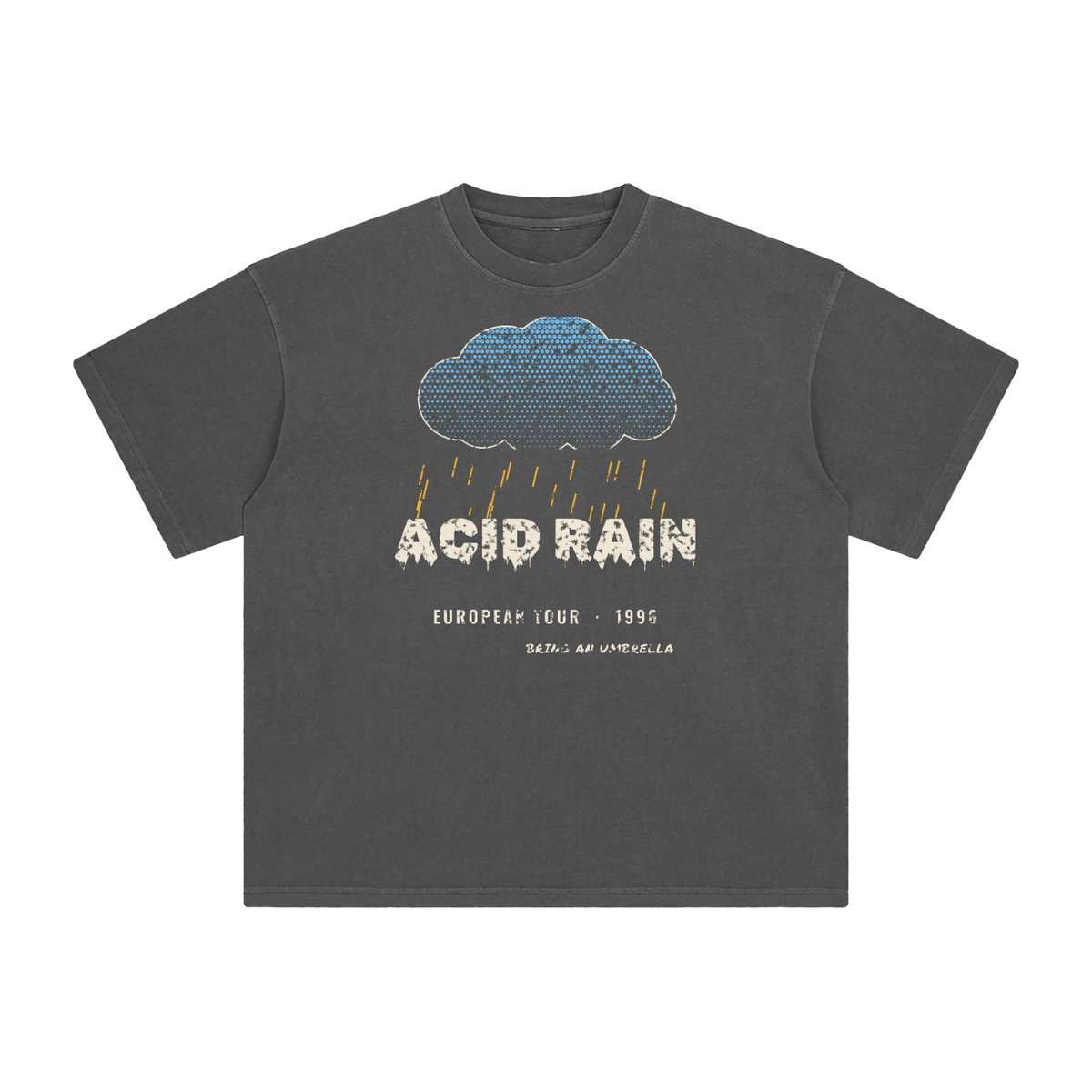 Acid Rain Enzyme Washed Tee – Dark Gray – front