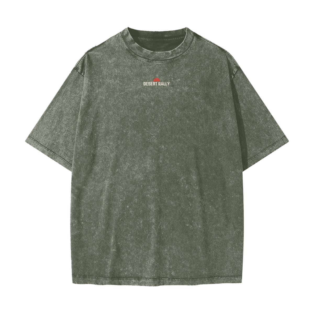 Desert Rally Heavyweight Tee – Olive Green – front