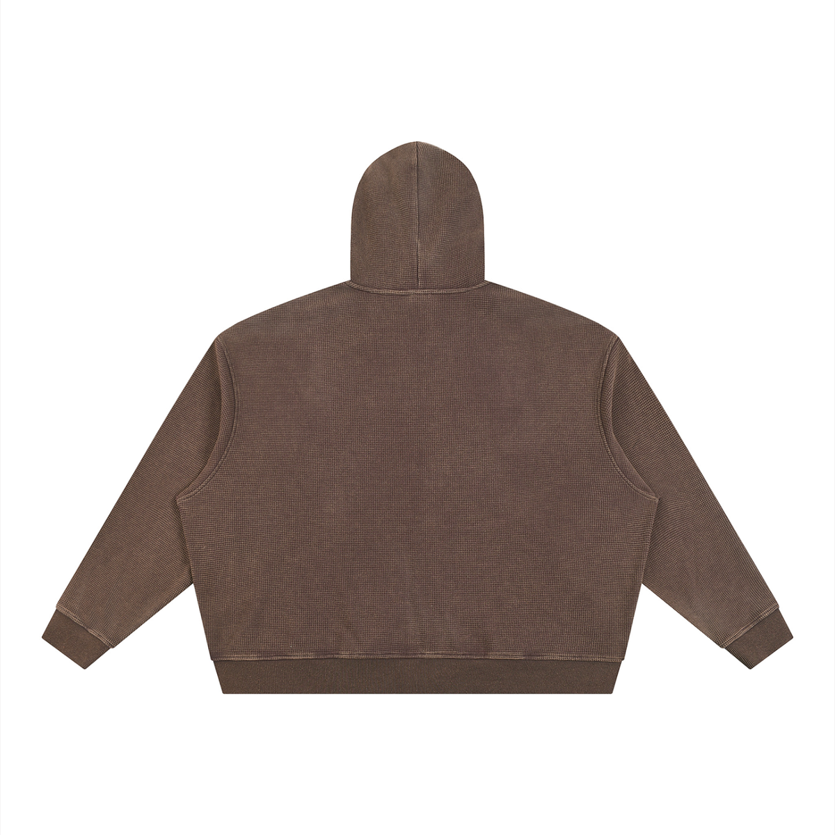 Downtown Waffle Full Zip Hoodie – Brown – back
