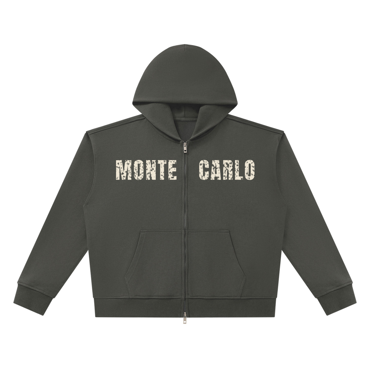 Monte Carlo Heavyweight Full Zip Hoodie – Dark Gray – front
