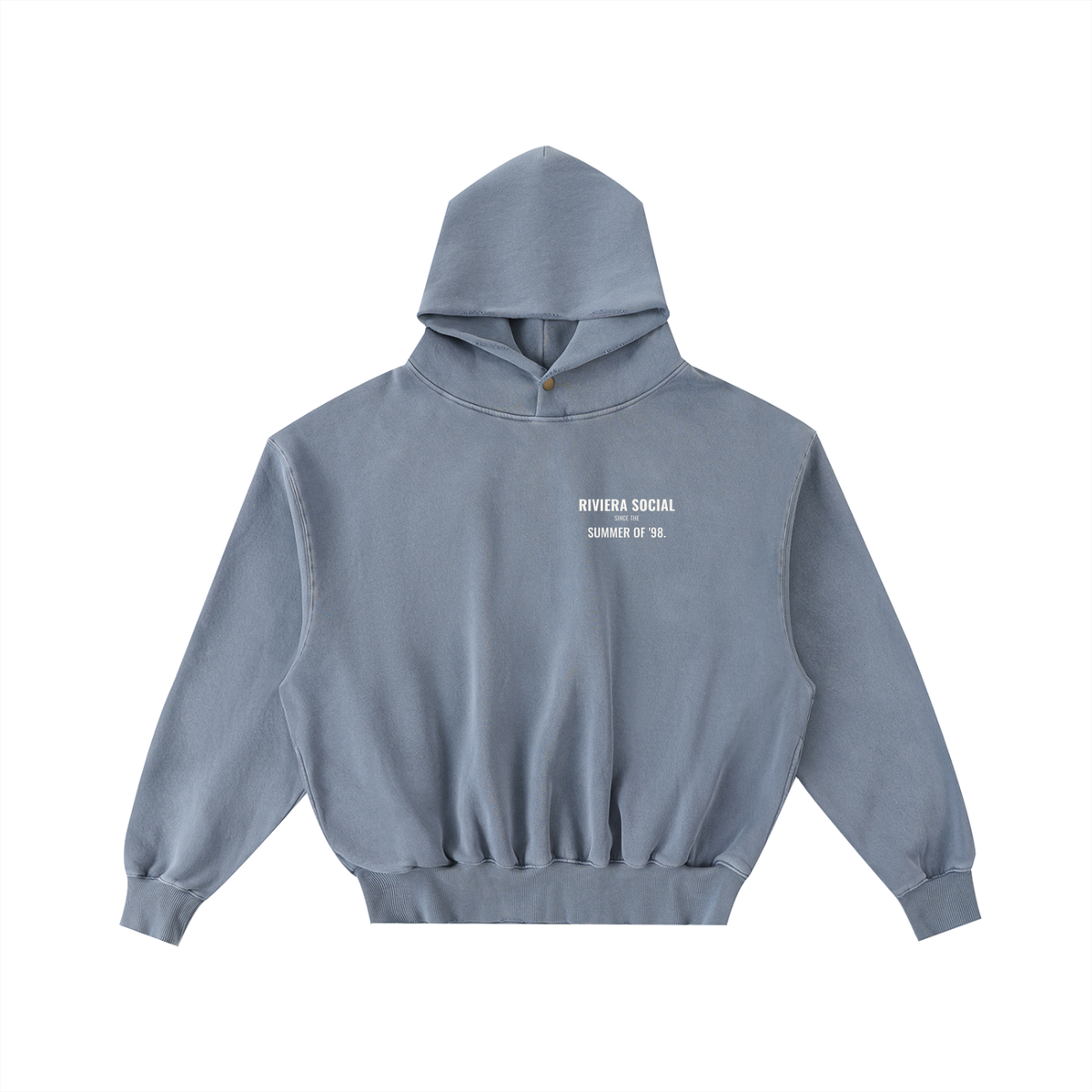 Riviera Social Fleece Hoodie – Blue – front