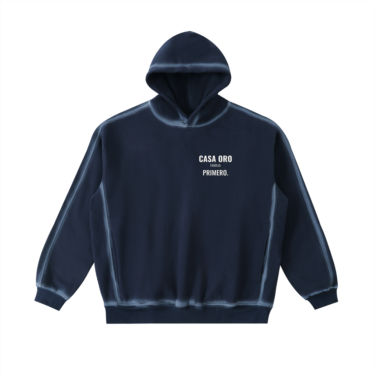 Casa Oro Fleece Hoodie – Washed Blue – front