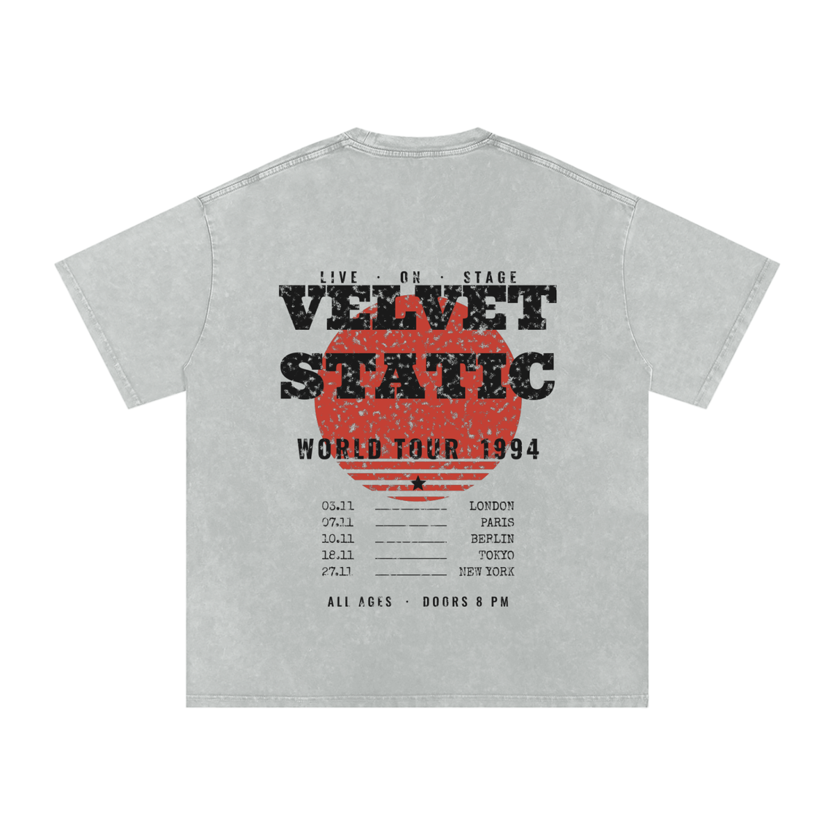 Velvet Static Snow Wash Tee – Light Gray – back