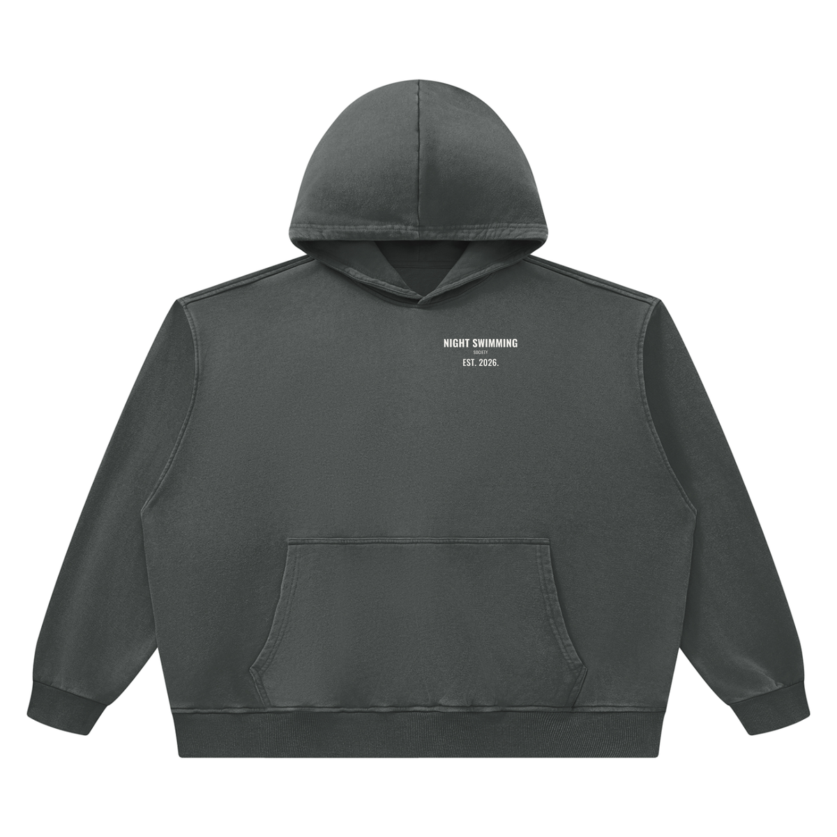 Night Swimming Heavyweight Hoodie – Dark Gray – front
