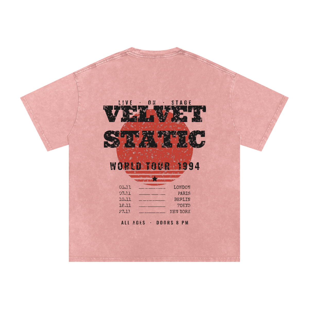 Velvet Static Snow Wash Tee – Light Pink – back