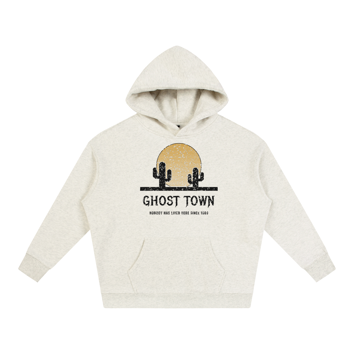 Ghost Town Fleeced Hoodie – Oat Gray – front