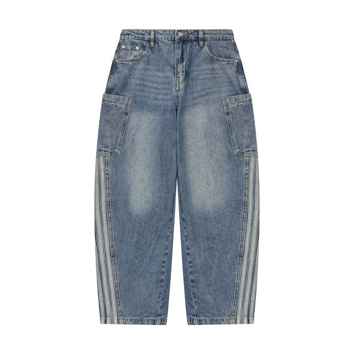 Loose Vintage Wash Barrel Leg Jeans