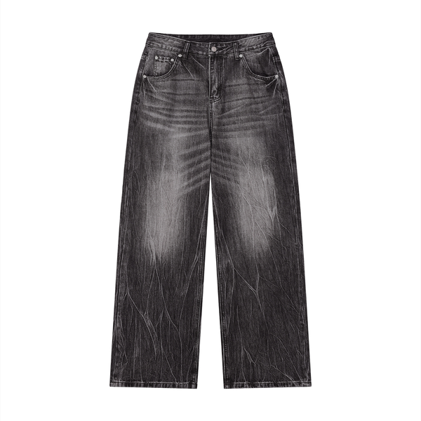 Faded Black Panel Wide Jeans