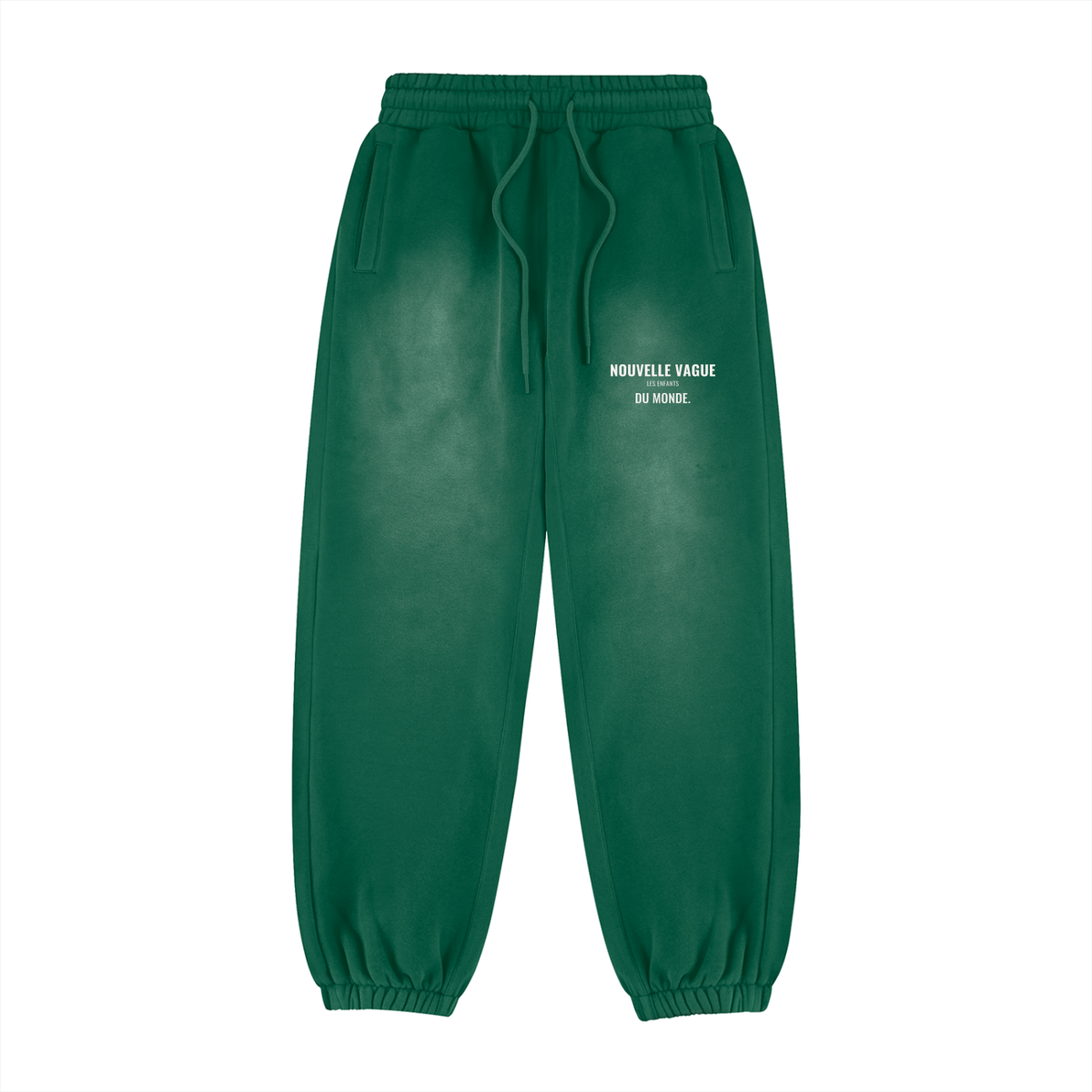 Nouvelle Vague Vintage Wash Joggers – Dark Green – front