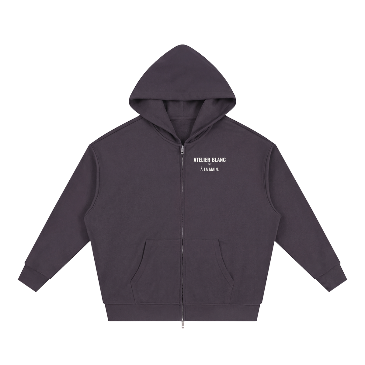 Atelier Blanc Loose Zip Hoodie – Plum Purple – front