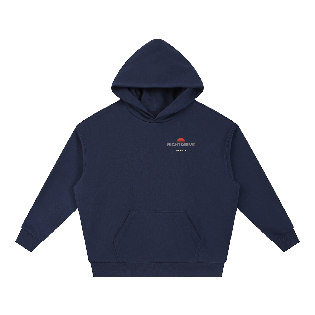 Night Drive Boxy Hoodie – Navy Blue – front