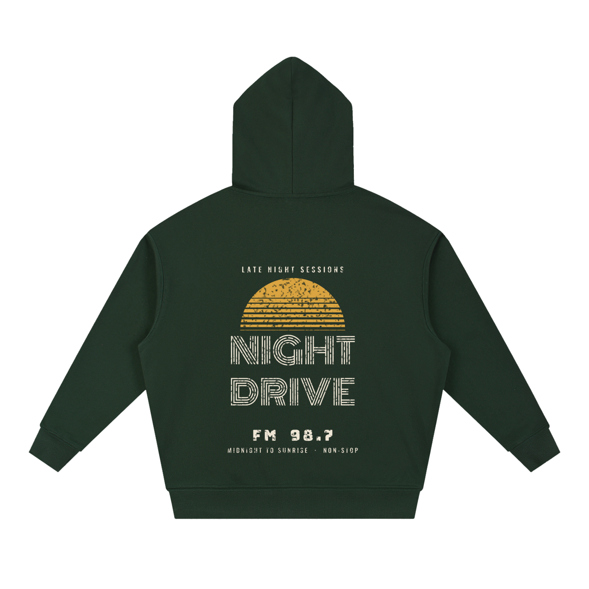 Night Drive Boxy Hoodie – Blackish Green – back