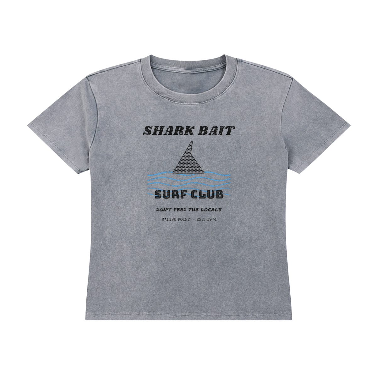 Shark Bait Vintage Wash Tee – Gray – front