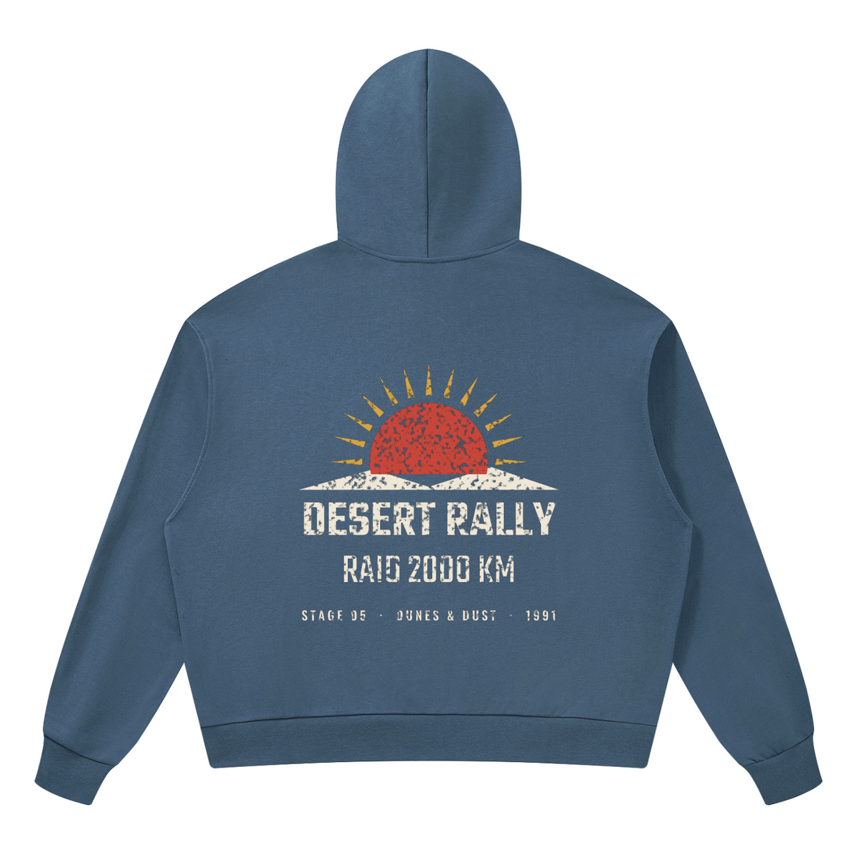 Desert Rally Drop Shoulder Hoodie – Haze Blue – back