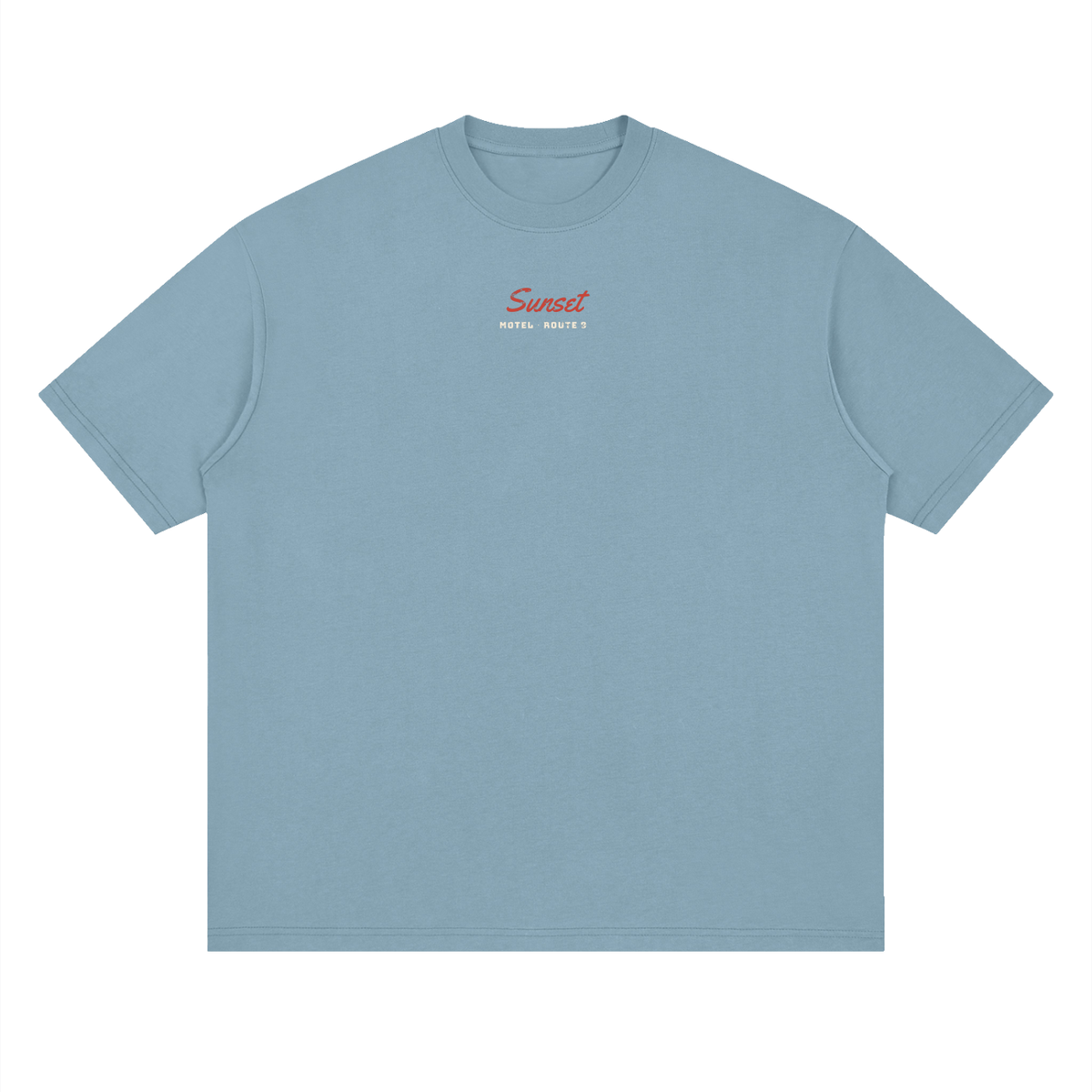 Sunset Motel Drop Shoulder Tee – Rain Washed – front