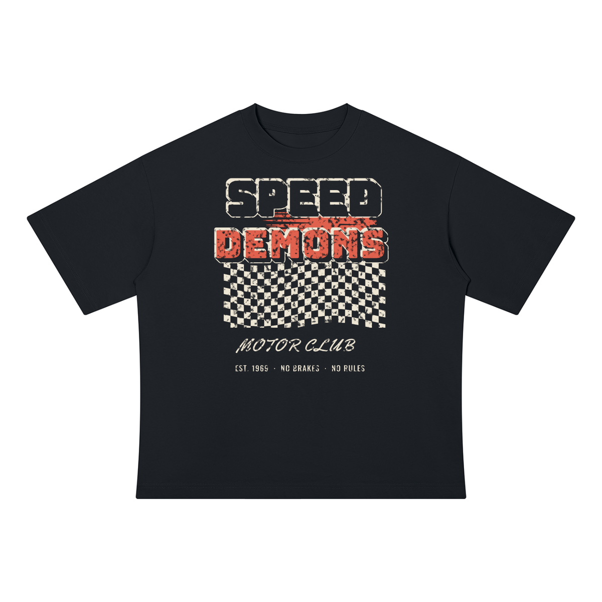 Speed Demons Drop Shoulder Tee – Black – front