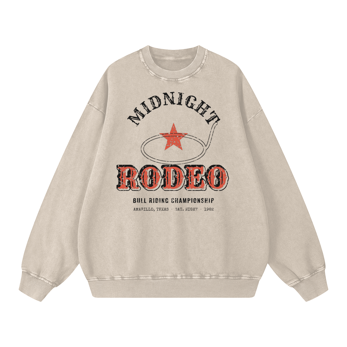 Midnight Rodeo Snow Wash Sweatshirt – Light Apricot – front