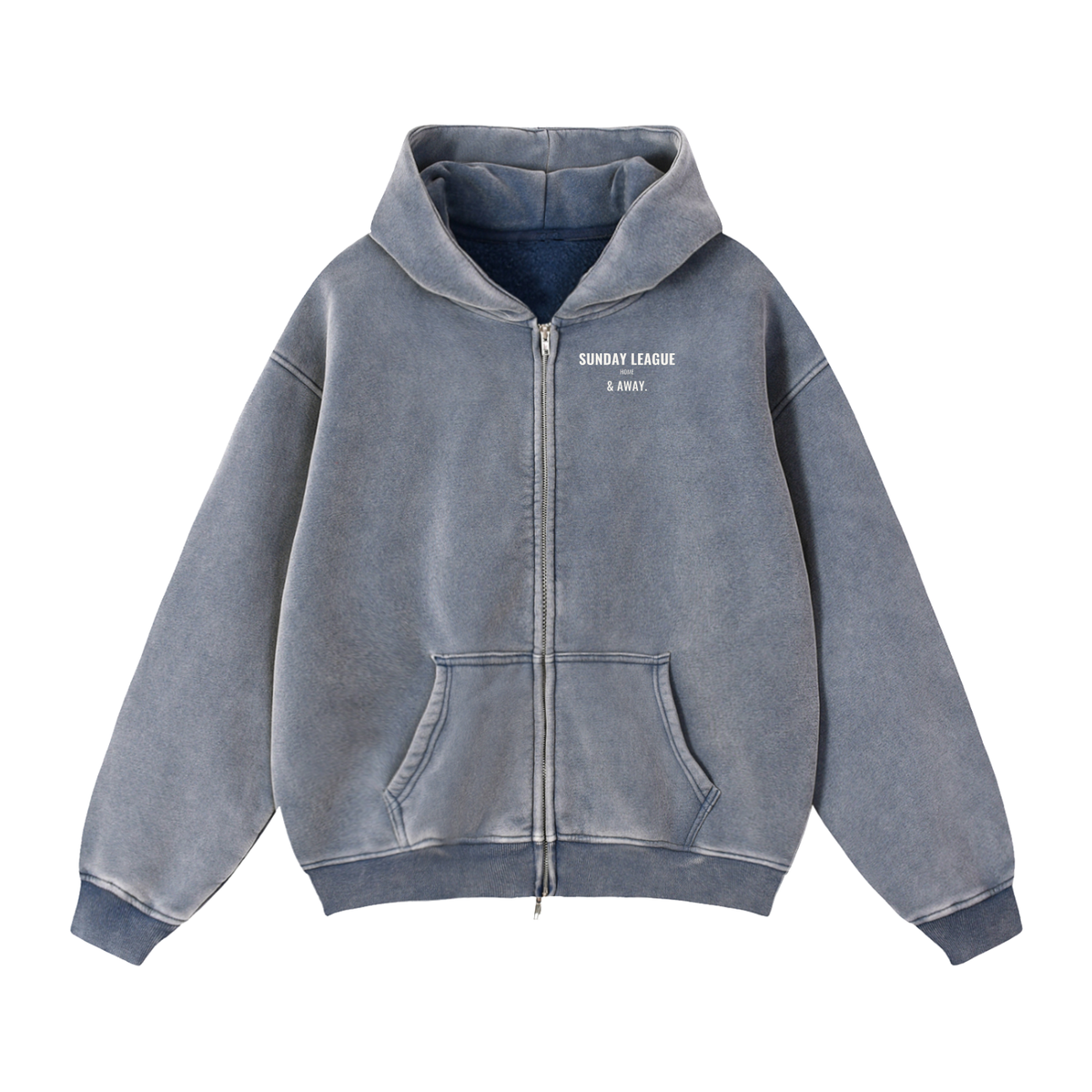 Sunday League Boxy Zip Hoodie – Royal Blue – front