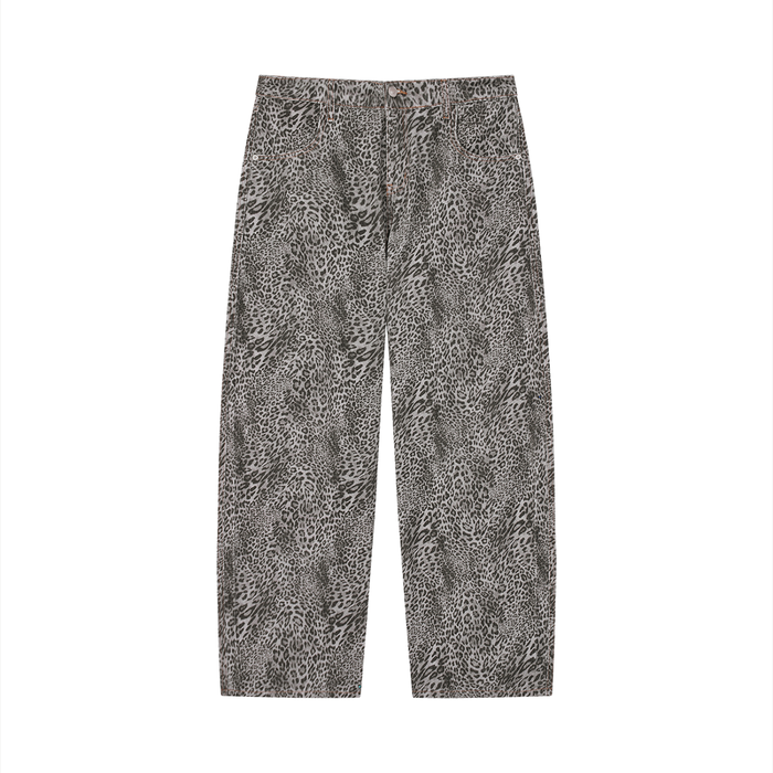Vintage Wash Leopard Wide Leg Jeans