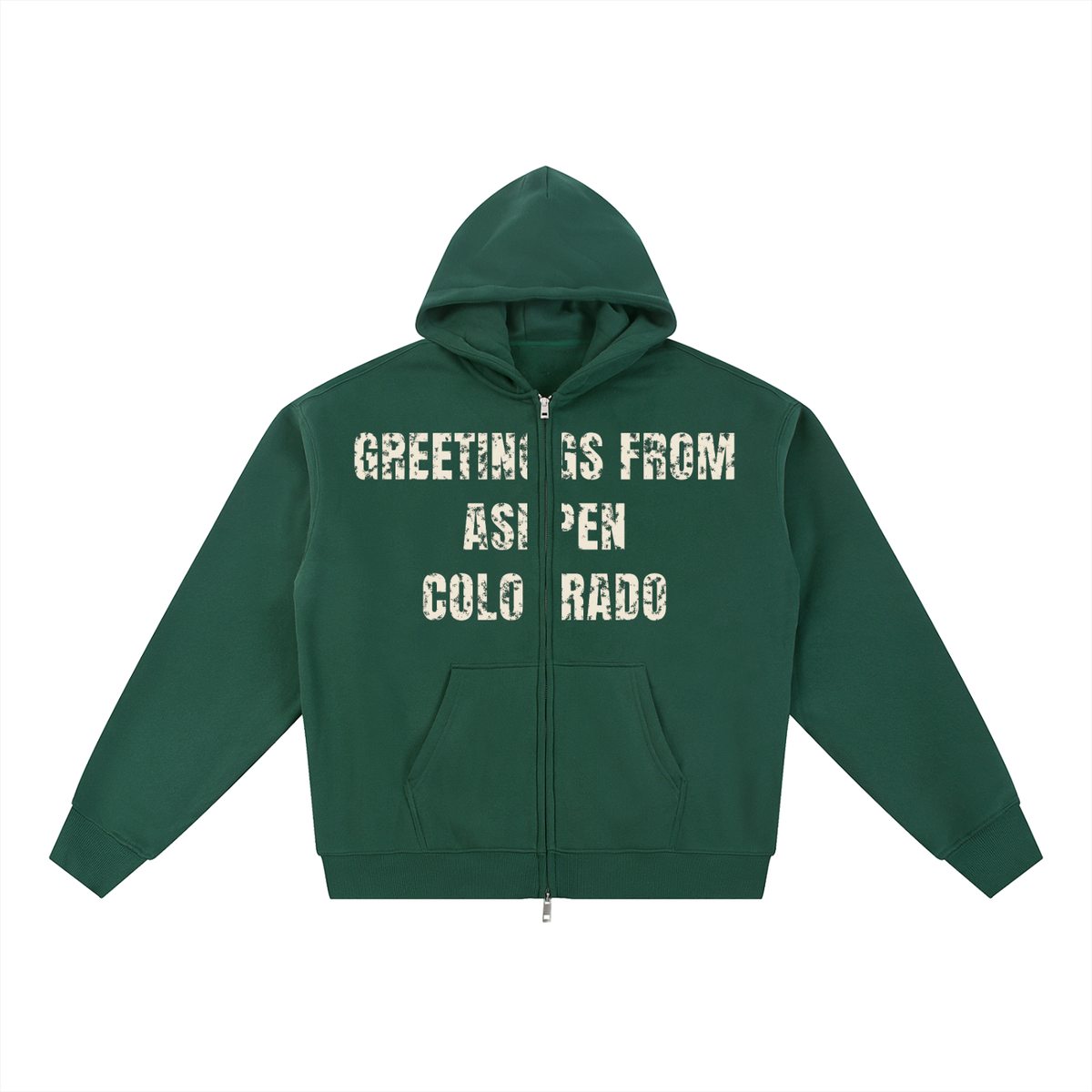 Greetings From Aspen Fleece Zip-Through Hoodie