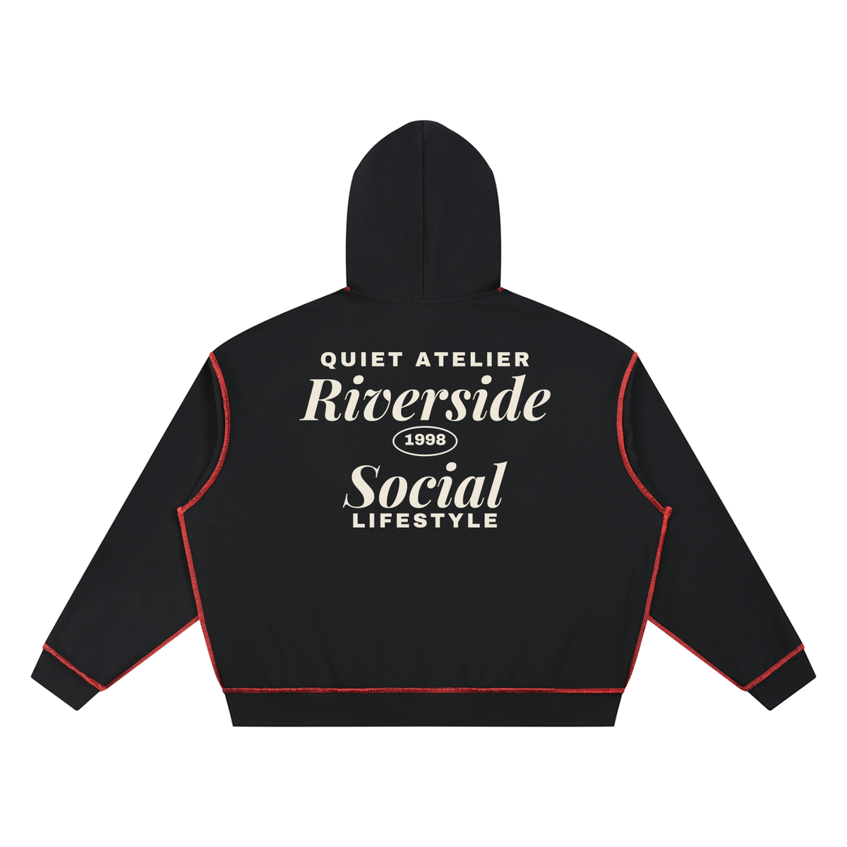 Quiet Atelier Topstitch Hoodie – Black – back