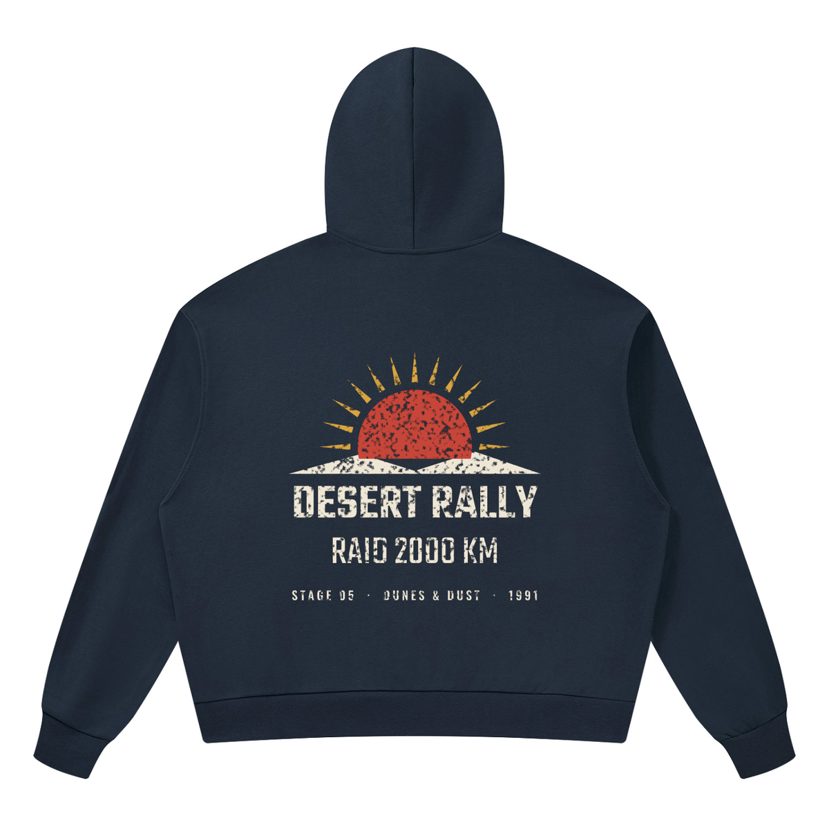 Desert Rally Drop Shoulder Hoodie – Navy Blue – back