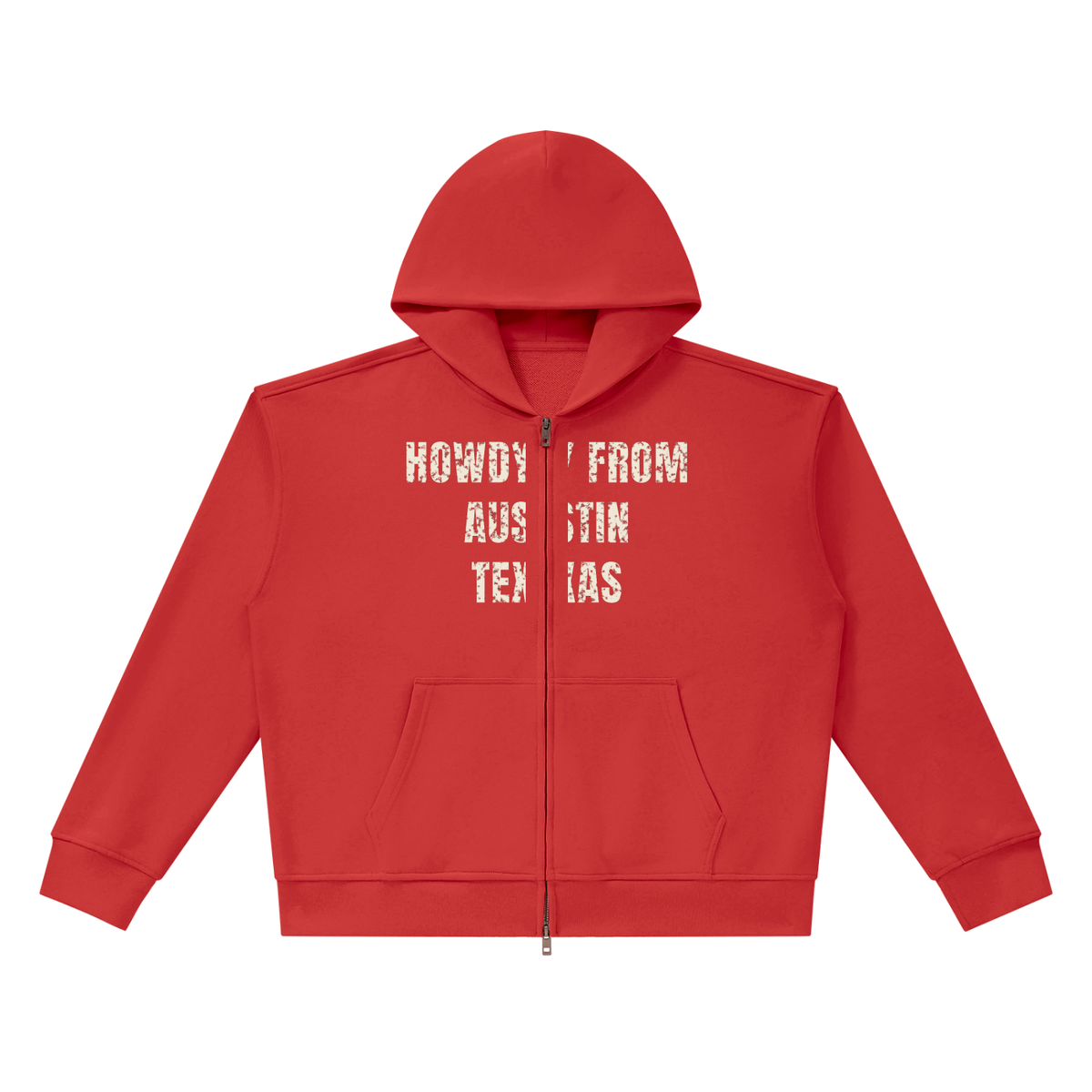 Howdy From Austin Heavyweight Full Zip Hoodie