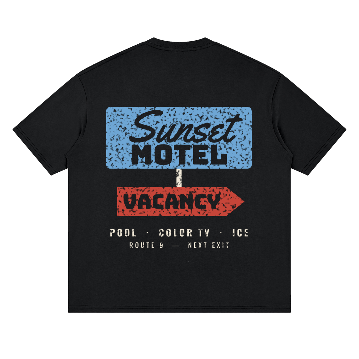 Sunset Motel Drop Shoulder Tee – Black Beauty – back
