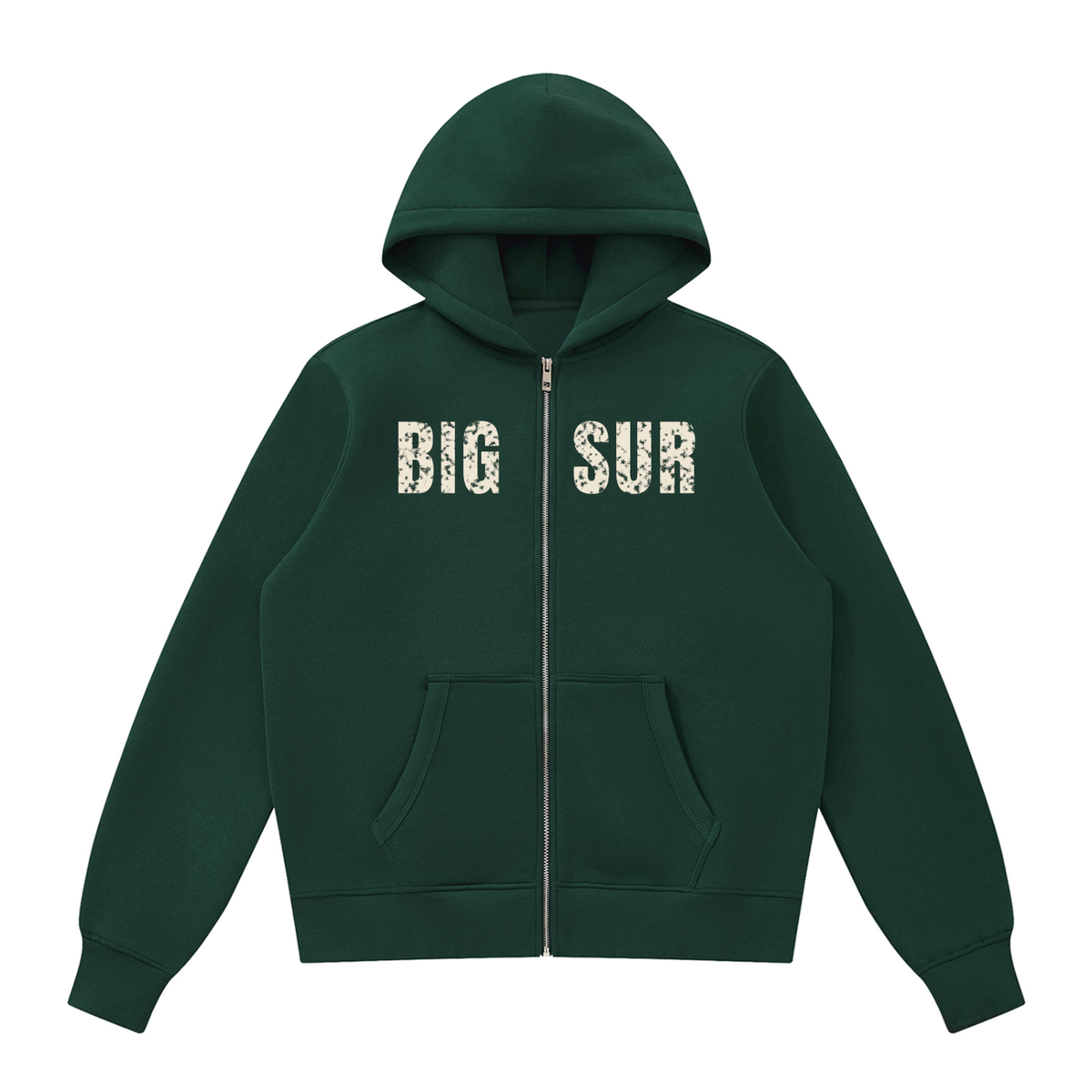 Big Sur Fleece Full Zip Hoodie – Dark Green – front