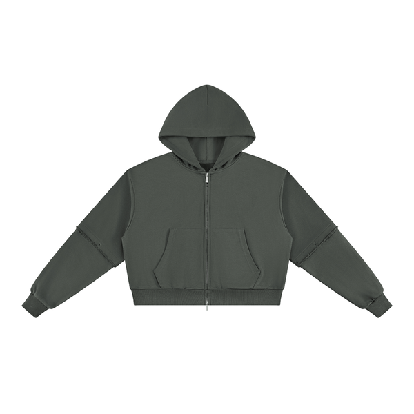 Vintage Wash Detachable Sleeve Hoodie