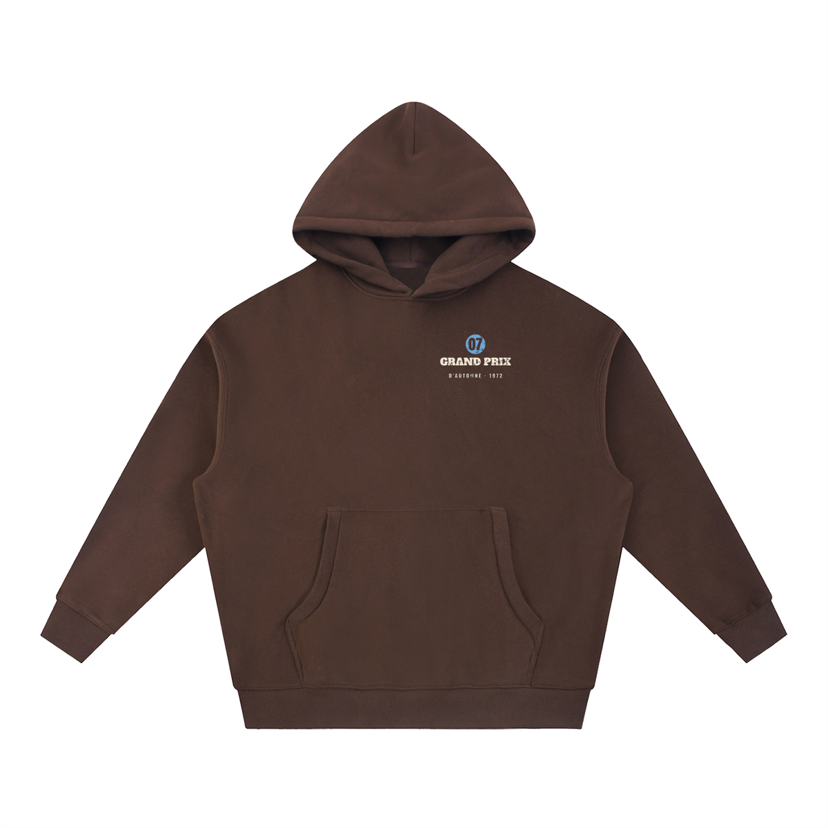 Grand Prix Oversized Hoodie – Coffee – front
