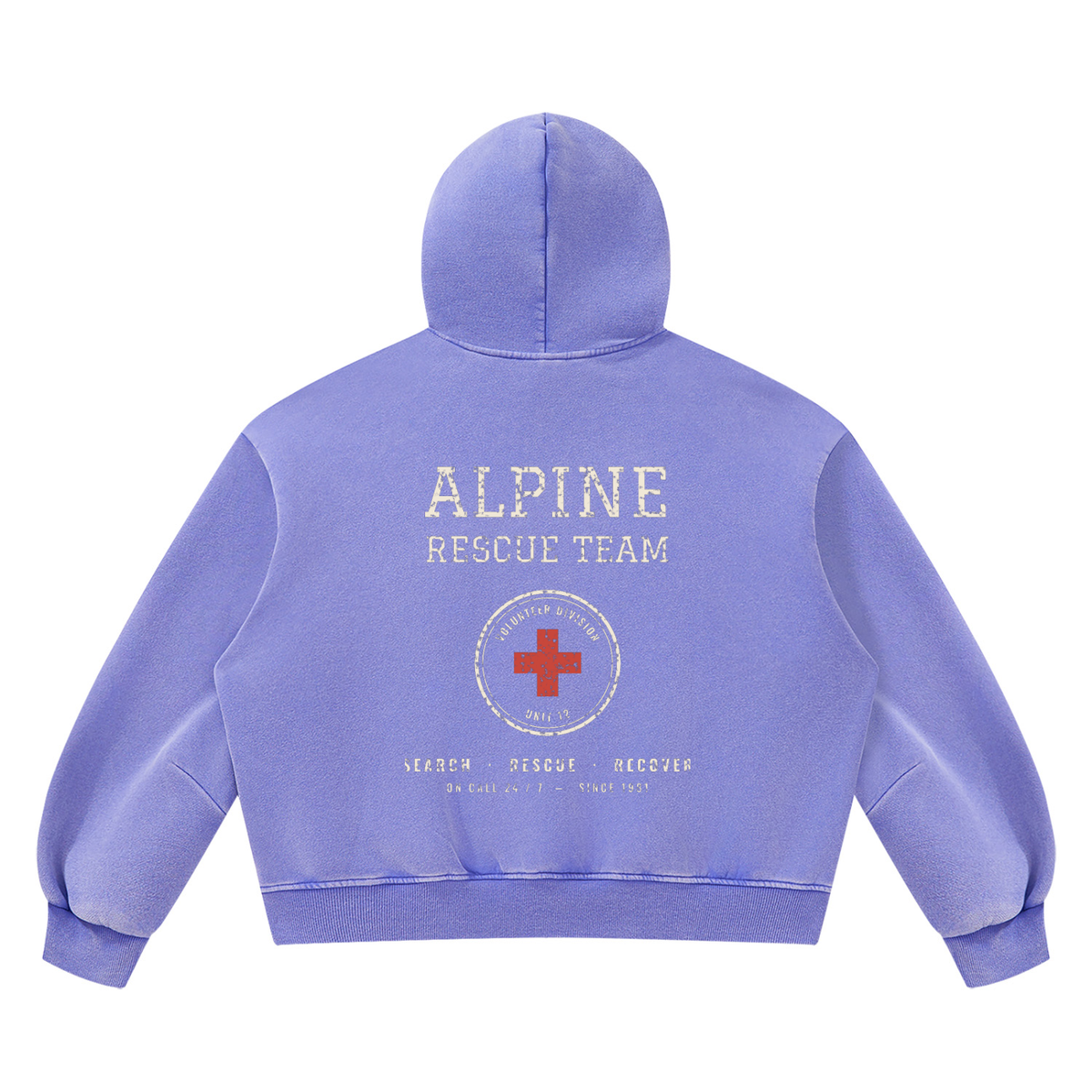 Alpine Rescue Vintage Wash Hoodie – Purple – back