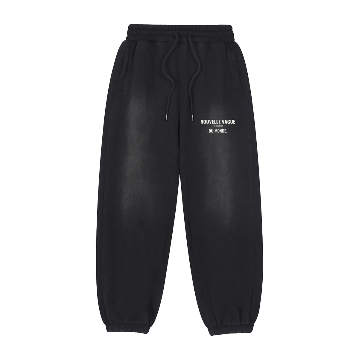 Nouvelle Vague Vintage Wash Joggers – Black – front