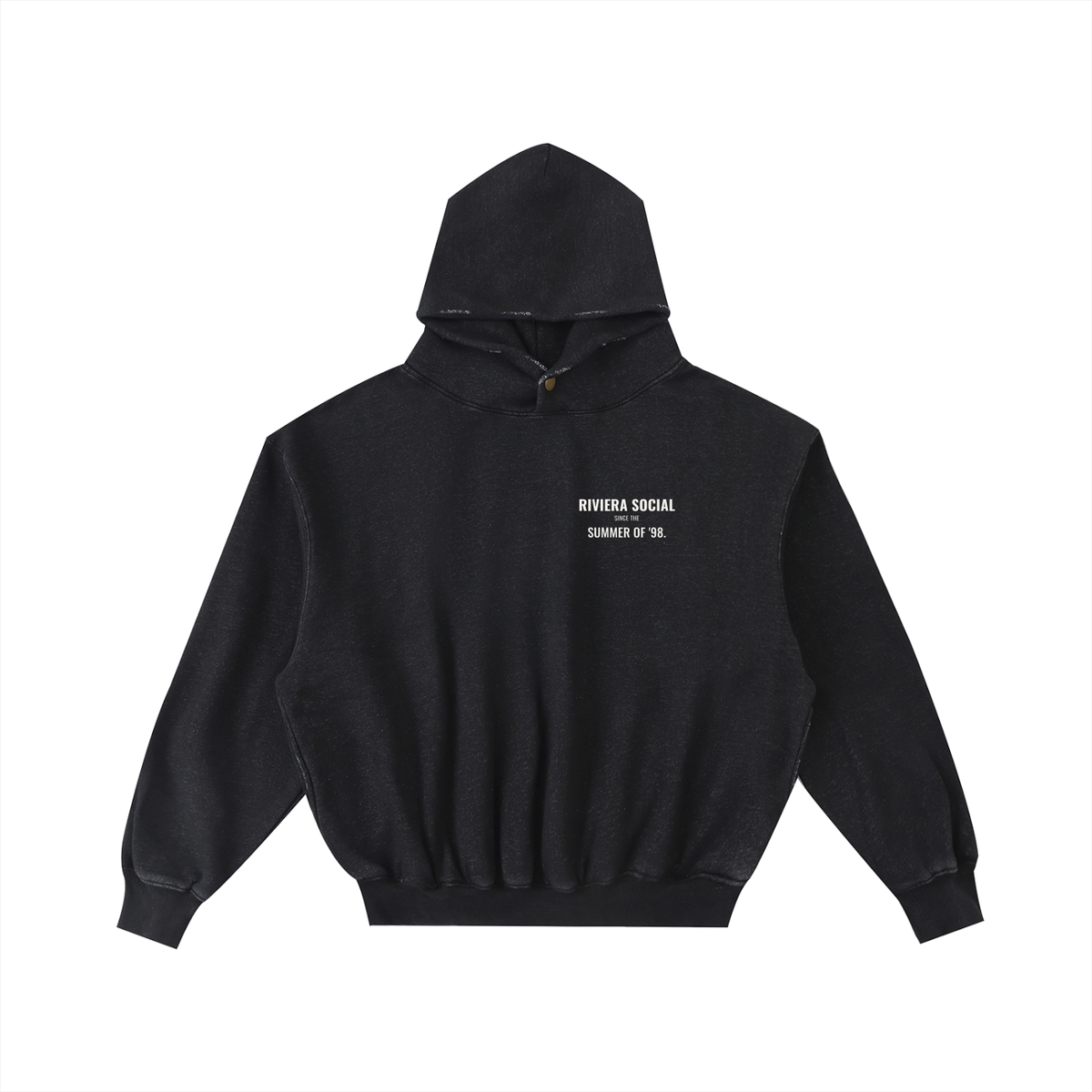 Riviera Social Fleece Hoodie – Black – front